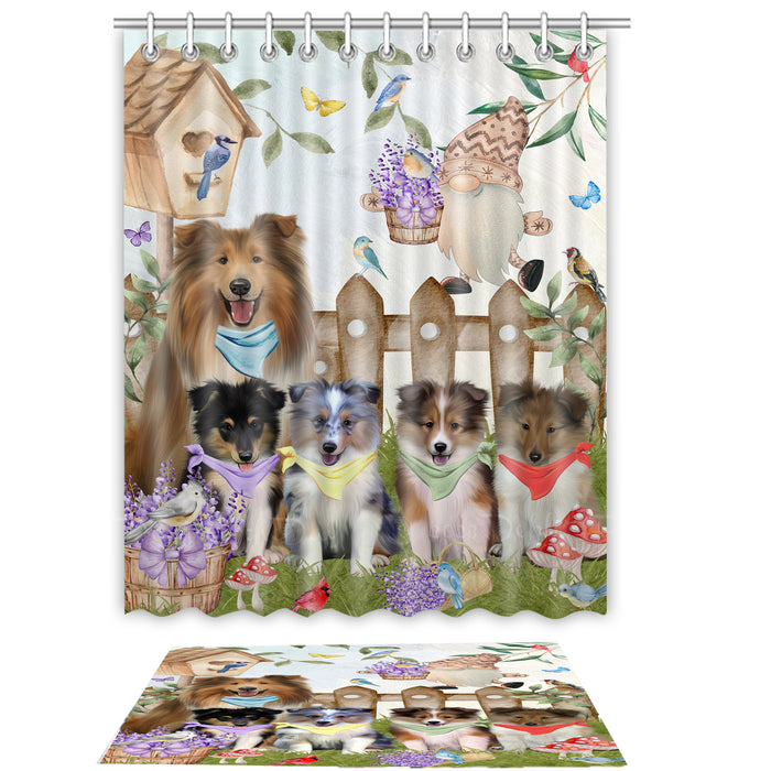 Shetland Sheepdog Shower Curtain & Bath Mat Set - Explore a Variety of Custom Designs - Personalized Curtains with hooks and Rug for Bathroom Decor - Dog Gift for Pet Lovers