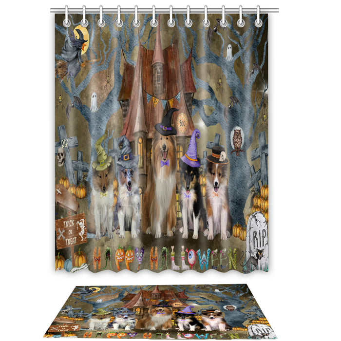 Shetland Sheepdog Shower Curtain & Bath Mat Set - Explore a Variety of Custom Designs - Personalized Curtains with hooks and Rug for Bathroom Decor - Dog Gift for Pet Lovers