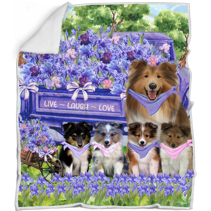 Shetland Sheepdog Bed Blanket, Explore a Variety of Designs, Custom, Soft and Cozy, Personalized, Throw Woven, Fleece and Sherpa, Gift for Pet and Dog Lovers