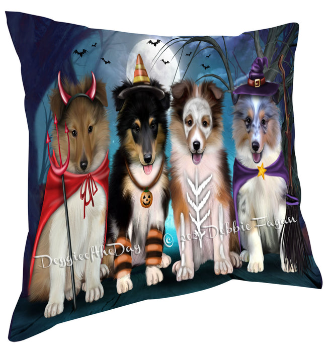 Happy Halloween Trick or Treat Shetland Sheepdogs Pillow with Top Quality High-Resolution Images - Ultra Soft Pet Pillows for Sleeping - Reversible & Comfort - Ideal Gift for Dog Lover - Cushion for Sofa Couch Bed - 100% Polyester, PILA88579