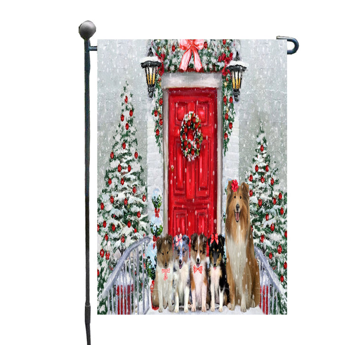 Christmas Holiday Welcome Shetland Sheepdogs Garden Flags- Outdoor Double Sided Garden Yard Porch Lawn Spring Decorative Vertical Home Flags 12 1/2"w x 18"h