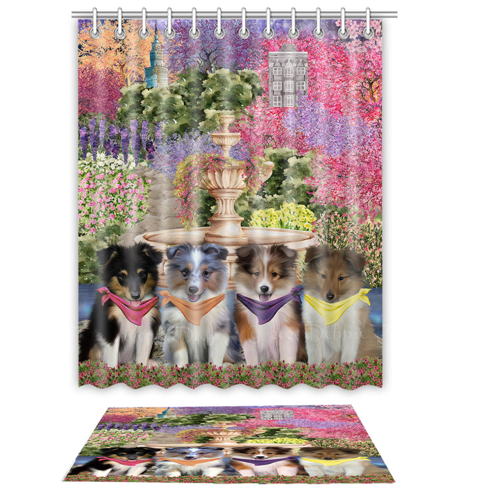 Shetland Sheepdog Shower Curtain & Bath Mat Set, Bathroom Decor Curtains with hooks and Rug, Explore a Variety of Designs, Personalized, Custom, Dog Lover's Gifts