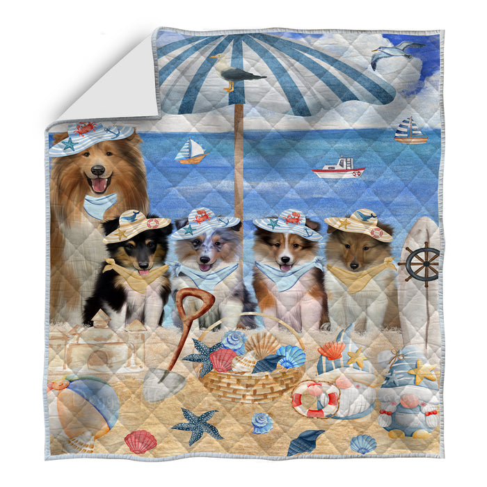 Shetland Sheepdog Bedspread Quilt, Bedding Coverlet Quilted, Explore a Variety of Designs, Personalized, Custom, Dog Gift for Pet Lovers