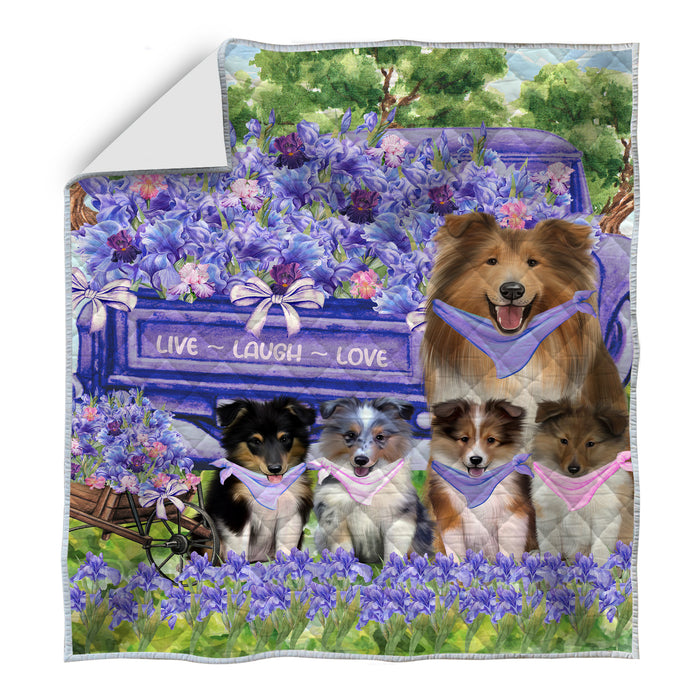 Shetland Sheepdog Bed Quilt, Explore a Variety of Designs, Personalized, Custom, Bedding Coverlet Quilted, Pet and Dog Lovers Gift