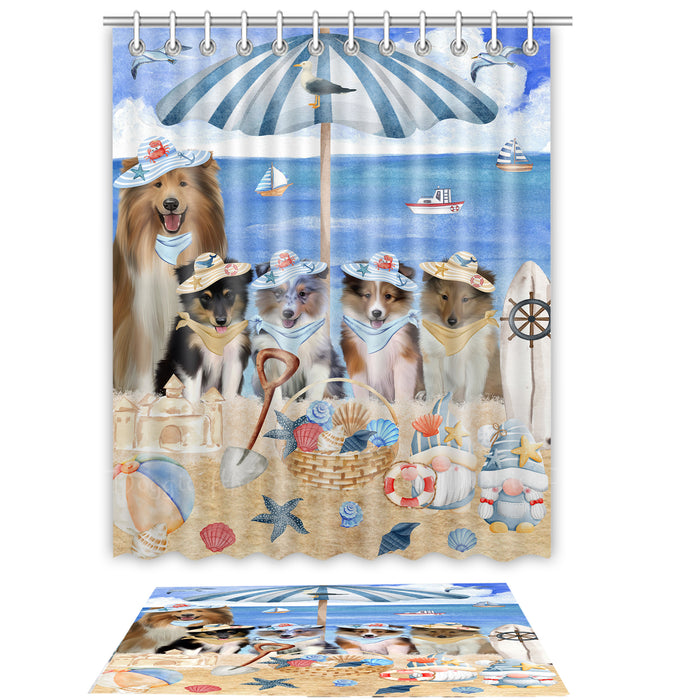 Shetland Sheepdog Shower Curtain with Bath Mat Set: Explore a Variety of Designs, Personalized, Custom, Curtains and Rug Bathroom Decor, Dog and Pet Lovers Gift