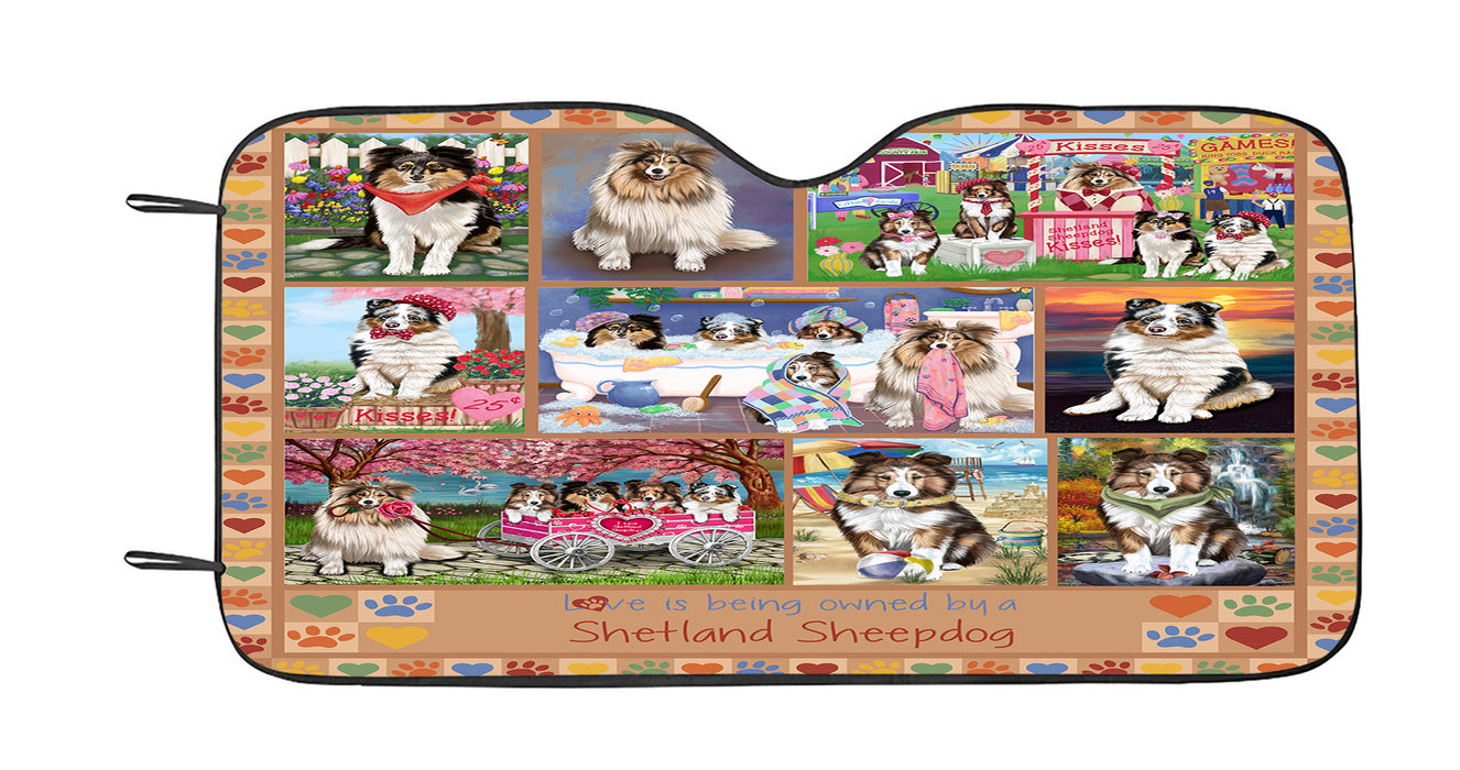 Love is Being Owned Shetland Sheepdog Beige Car Sun Shade