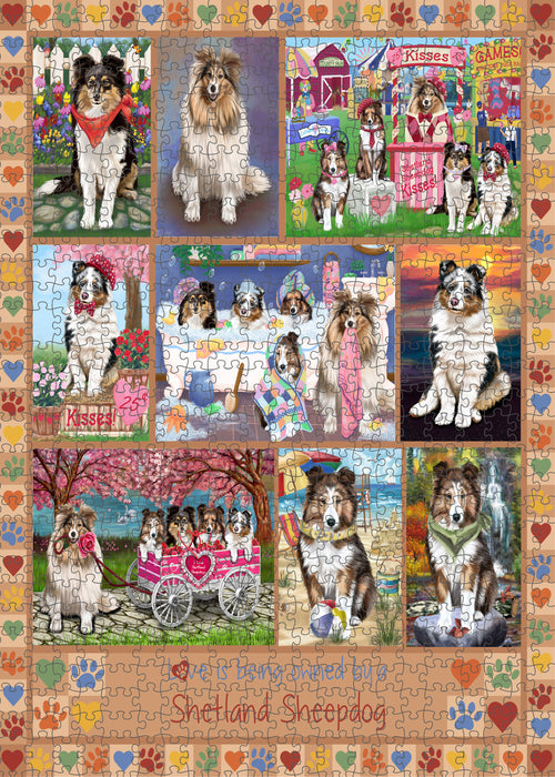 Love is Being Owned Shetland Sheepdog Beige Puzzle with Photo Tin PUZL98628