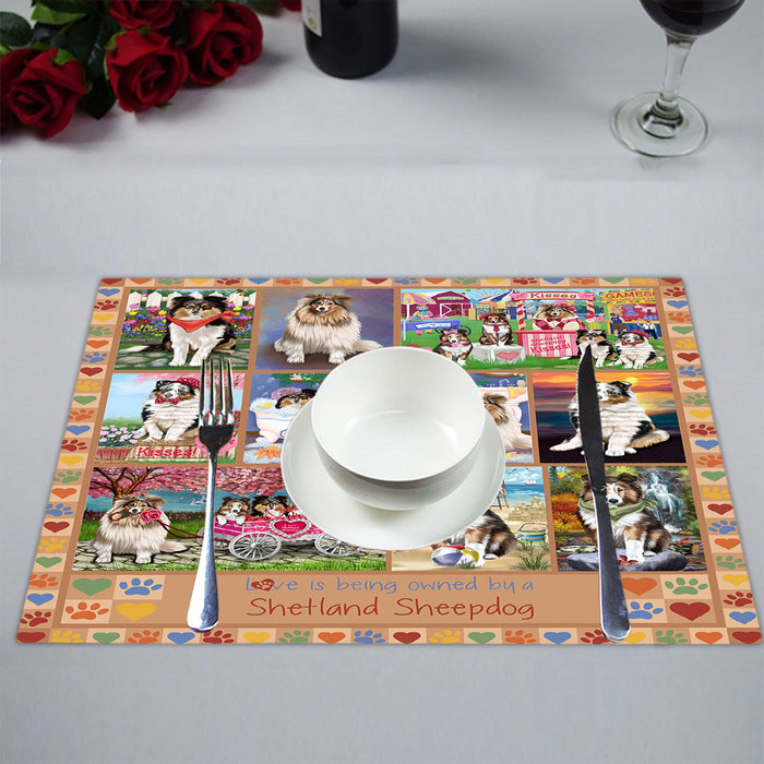 Love is Being Owned Shetland Sheepdog Beige Placemat