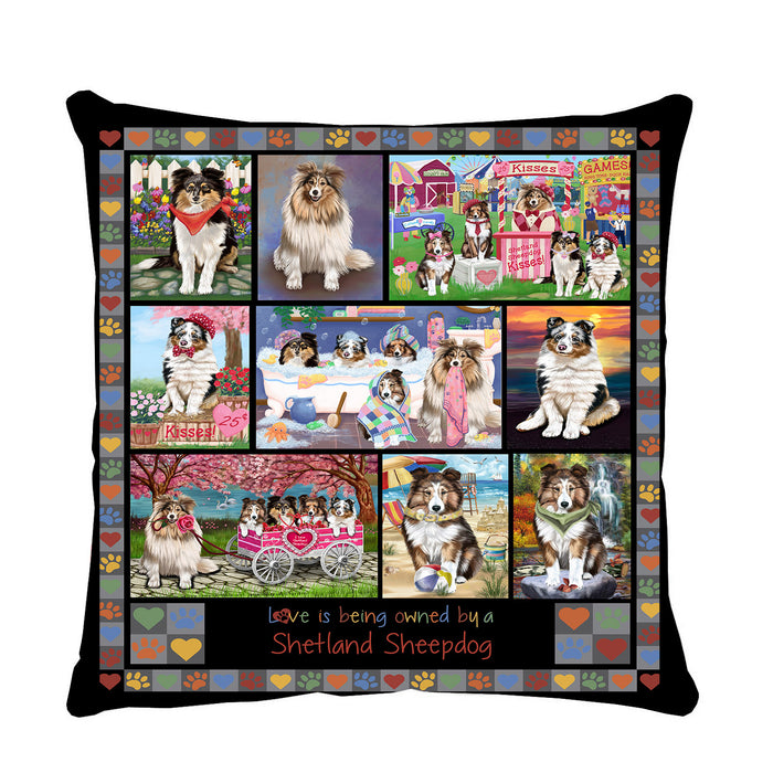 Love is Being Owned Shetland Sheepdog Grey Pillow PIL85016