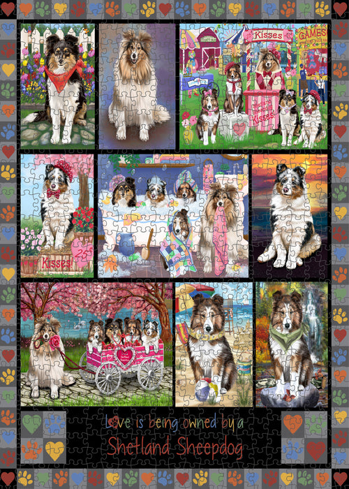 Love is Being Owned Shetland Sheepdog Grey Puzzle with Photo Tin PUZL98632