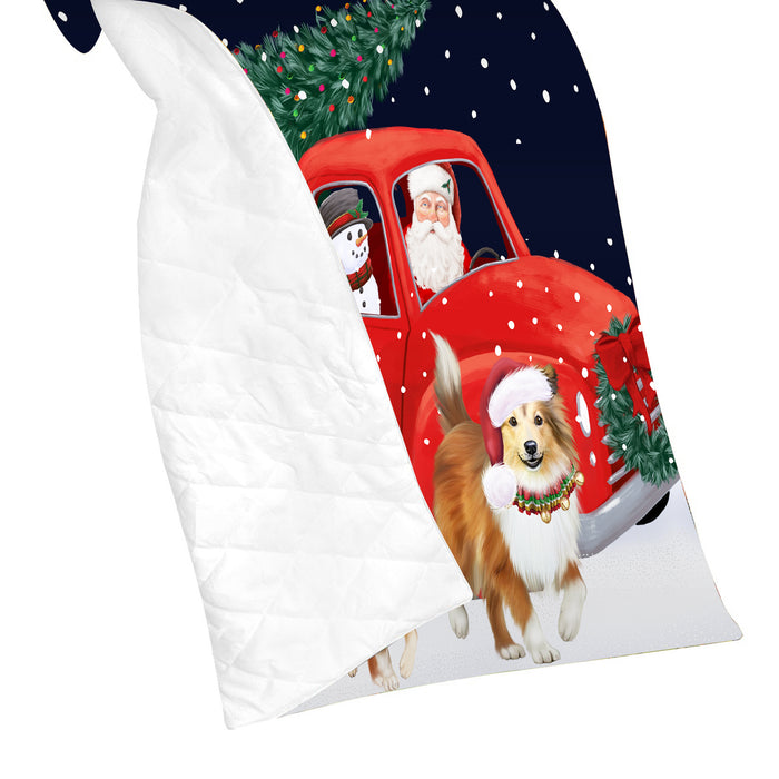 Christmas Express Delivery Red Truck Running Shar Pei Dogs Lightweight Soft Bedspread Coverlet Bedding Quilt QUILT59861