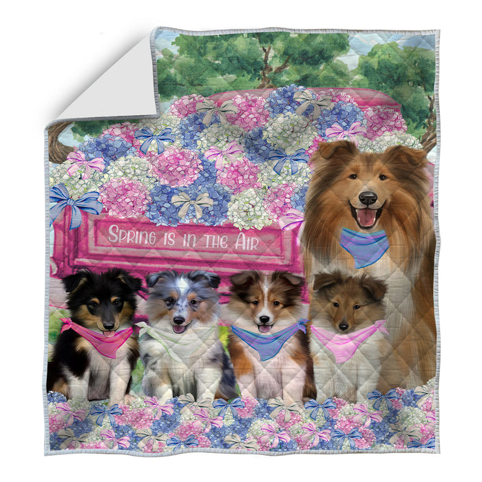 Shetland Sheepdog Bedspread Quilt, Bedding Coverlet Quilted, Explore a Variety of Designs, Personalized, Custom, Dog Gift for Pet Lovers