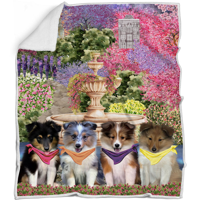 Shetland Sheepdog Blanket: Explore a Variety of Personalized Designs, Bed Cozy Sherpa, Fleece and Woven, Custom Dog Gift for Pet Lovers