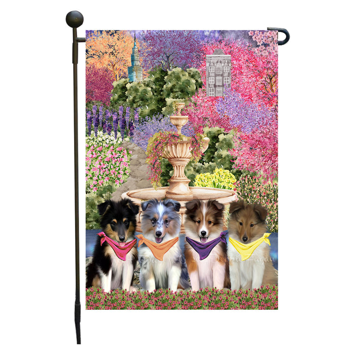 Shetland Sheepdog Garden Flag: Explore a Variety of Designs, Weather Resistant, Double-Sided, Custom, Personalized, Outside Garden Yard Decor, Flags for Dog and Pet Lovers