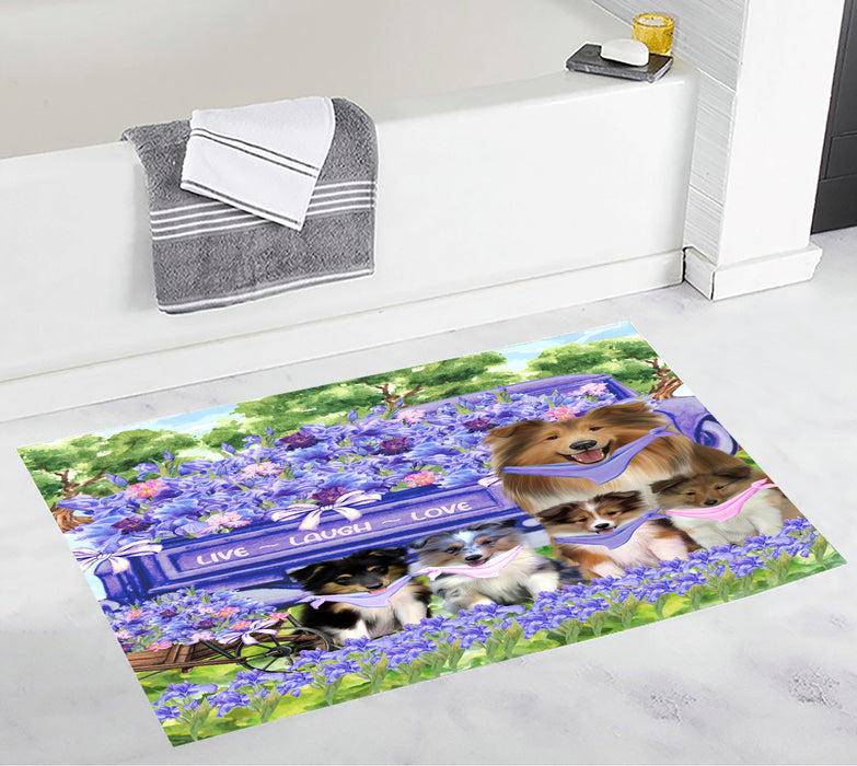 Shetland Sheepdog Bath Mat: Non-Slip Bathroom Rug Mats, Custom, Explore a Variety of Designs, Personalized, Gift for Pet and Dog Lovers