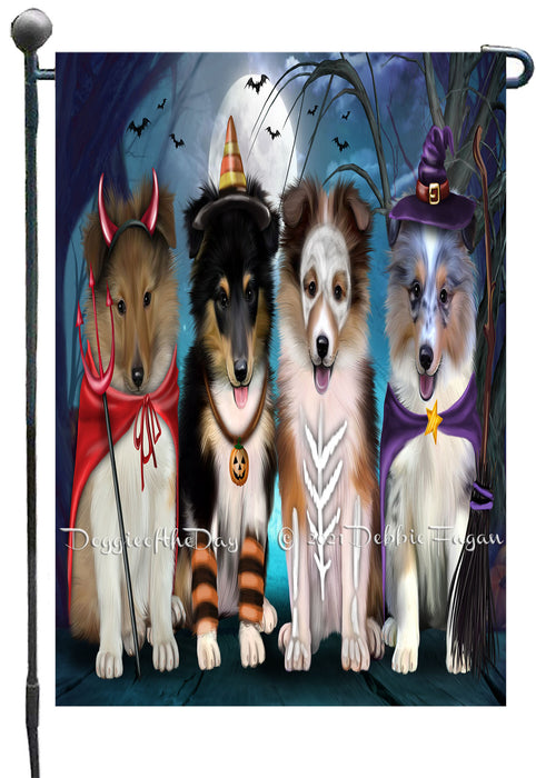 Happy Halloween Trick or Treat Shetland Sheepdogs Garden Flags- Outdoor Double Sided Garden Yard Porch Lawn Spring Decorative Vertical Home Flags 12 1/2"w x 18"h