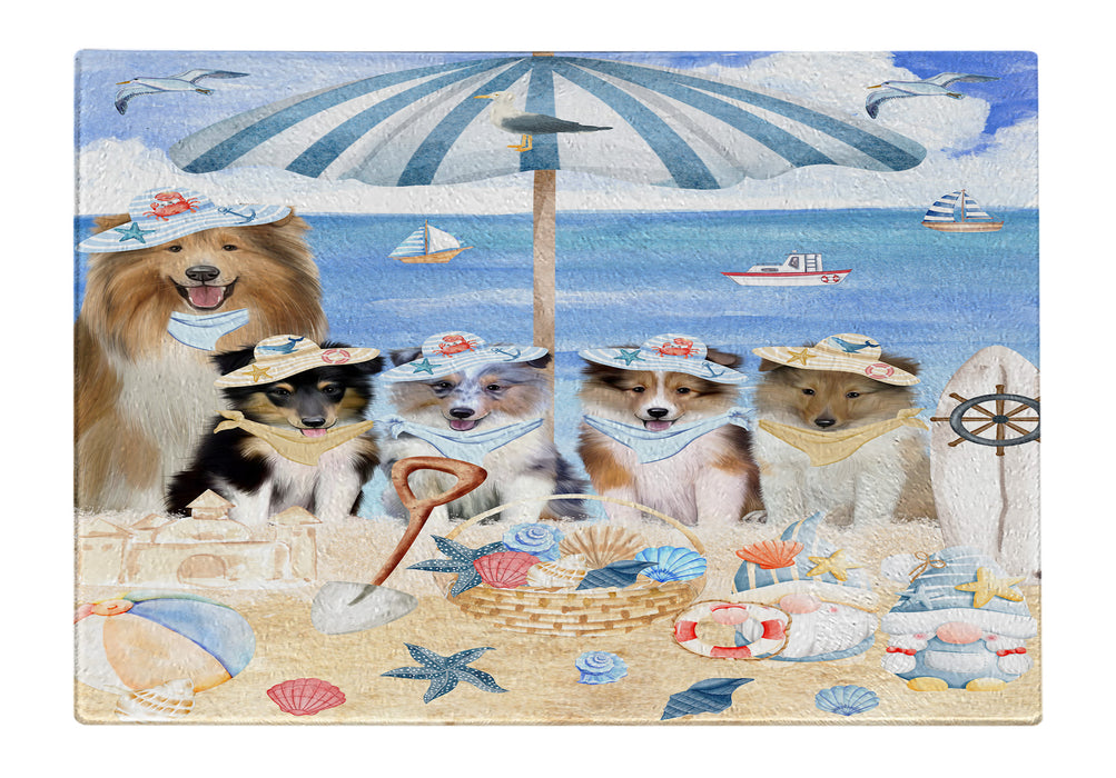 Shetland Sheepdog Cutting Board: Explore a Variety of Personalized Designs, Custom, Tempered Glass Kitchen Chopping Meats, Vegetables, Pet Gift for Dog Lovers