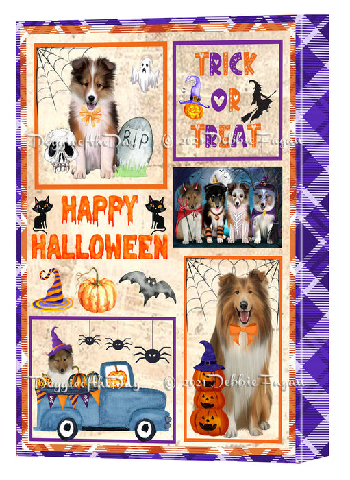 Happy Halloween Trick or Treat Shetland Sheepdogs Canvas Wall Art Decor - Premium Quality Canvas Wall Art for Living Room Bedroom Home Office Decor Ready to Hang CVS150848