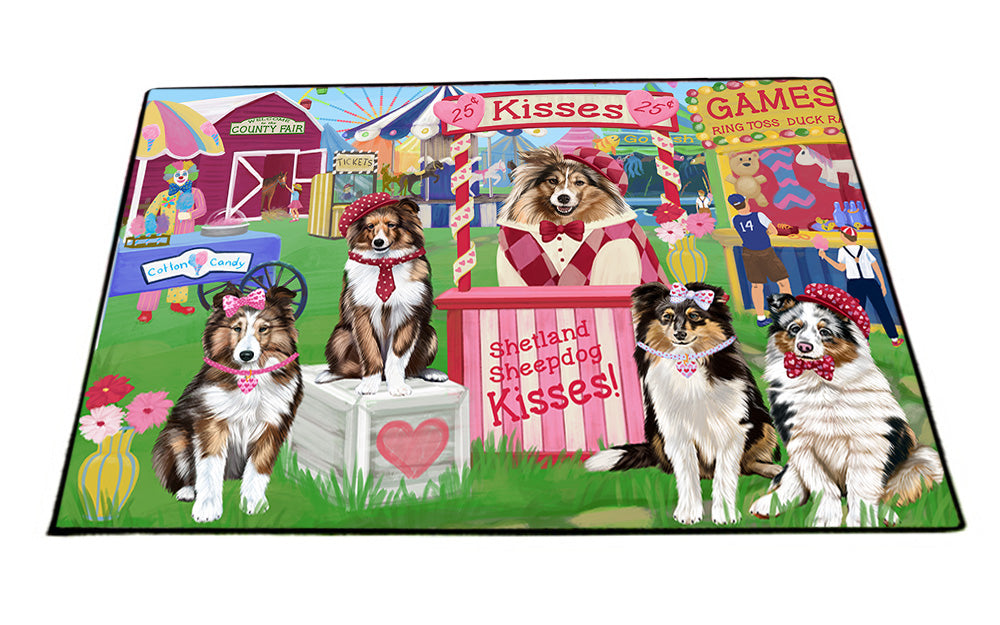 Carnival Kissing Booth Shetland Sheepdogs Floormat FLMS53037