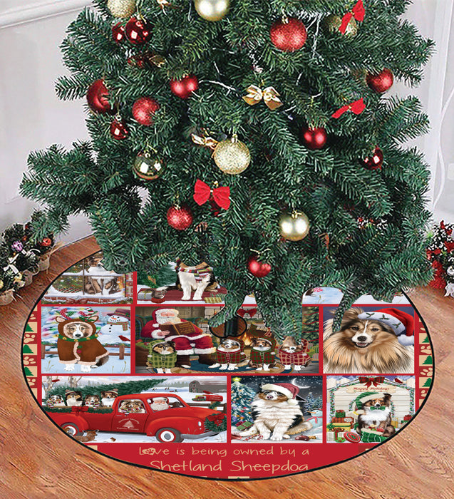 Love is Being Owned Christmas Shetland Sheepdogs Tree Skirt
