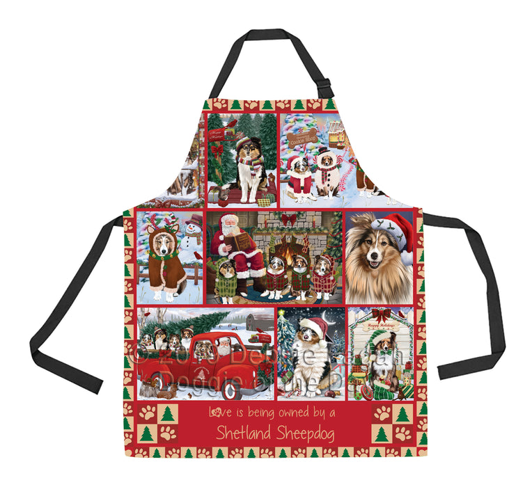 Love is Being Owned Christmas Shetland Sheepdogs Apron