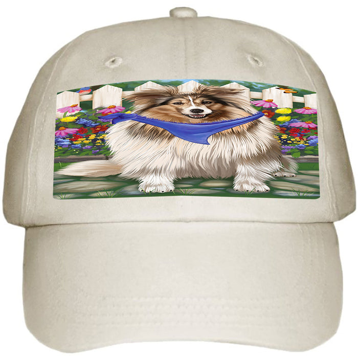 Spring Floral Shetland Sheepdog Ball Hat Cap HAT59757