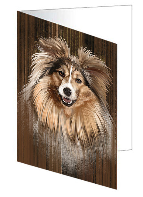 Rustic Shetland Sheepdog Handmade Artwork Assorted Pets Greeting Cards and Note Cards with Envelopes for All Occasions and Holiday Seasons GCD55487