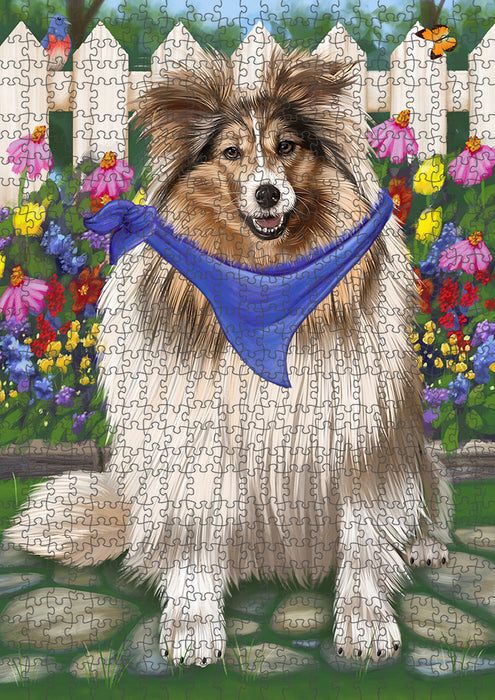 Spring Floral Shetland Sheepdog Puzzle with Photo Tin PUZL54177