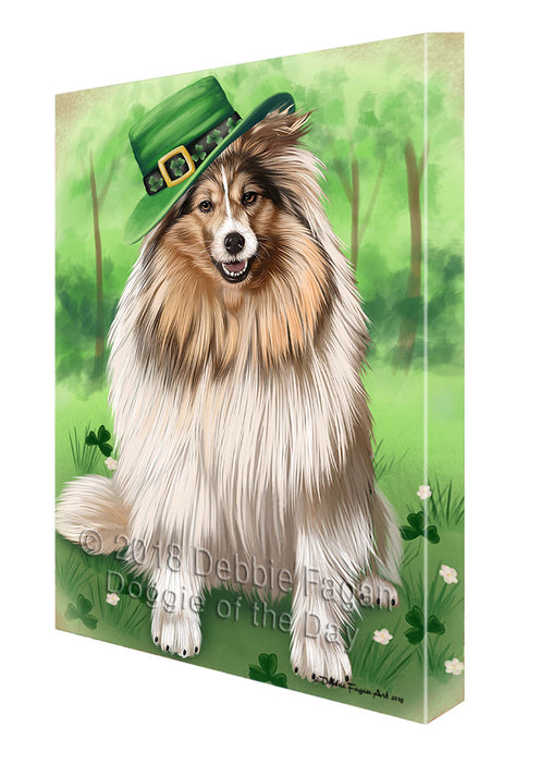 St. Patricks Day Irish Portrait Shetland Sheepdog Dog Canvas Wall Art CVS59430
