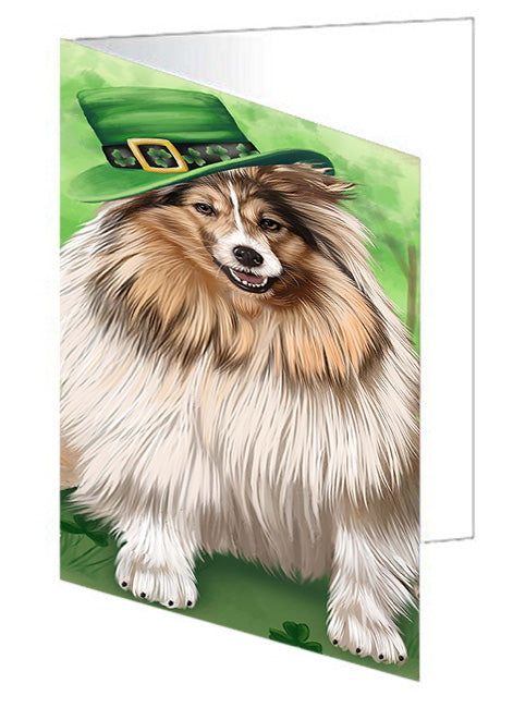 St. Patricks Day Irish Portrait Shetland Sheepdog Dog Handmade Artwork Assorted Pets Greeting Cards and Note Cards with Envelopes for All Occasions and Holiday Seasons GCD52208