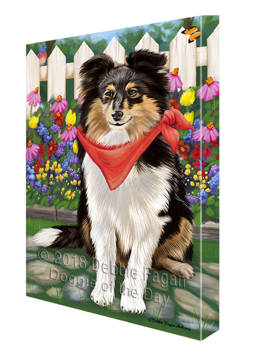 Spring Floral Shetland Sheepdog Canvas Wall Art CVS67174