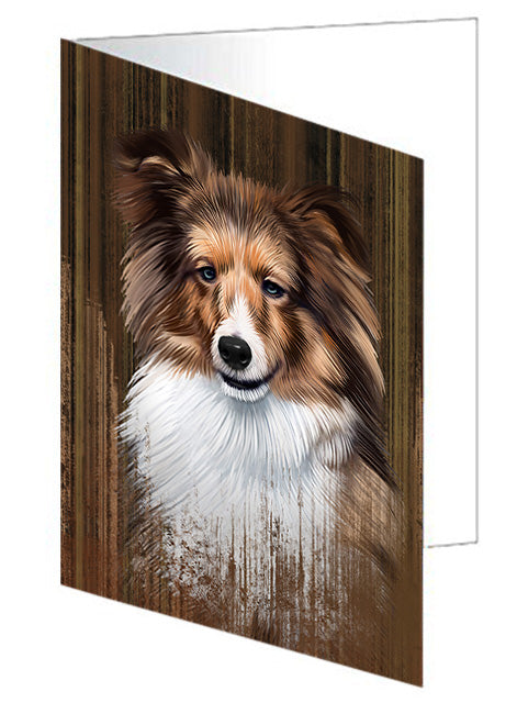 Rustic Shetland Sheepdog Handmade Artwork Assorted Pets Greeting Cards and Note Cards with Envelopes for All Occasions and Holiday Seasons GCD55490