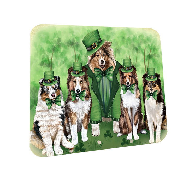 St. Patricks Day Irish Family Portrait Shetland Sheepdogs Dog Coasters Set of 4 CST49353