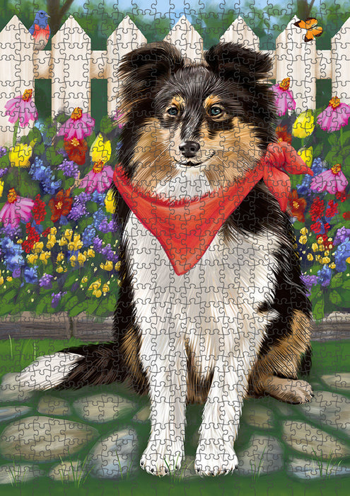 Spring Floral Shetland Sheepdog Puzzle with Photo Tin PUZL54180