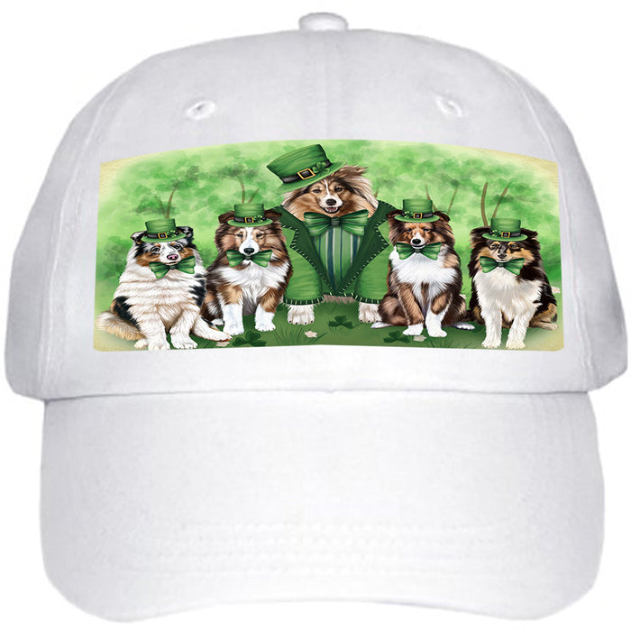 St. Patricks Day Irish Family Portrait Shetland Sheepdogs Dog Ball Hat Cap HAT51915