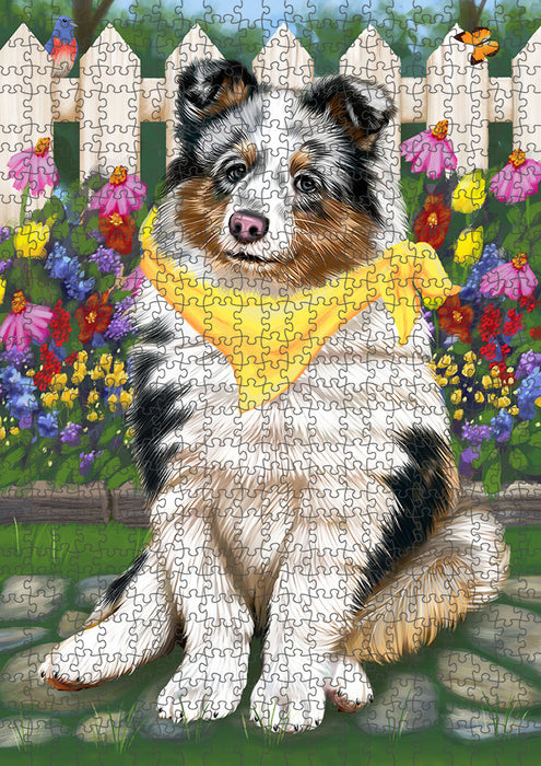 Spring Floral Shetland Sheepdog Puzzle with Photo Tin PUZL54183