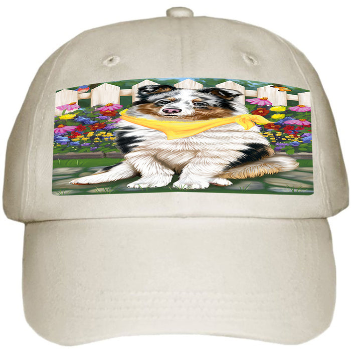 Spring Floral Shetland Sheepdog Ball Hat Cap HAT59763