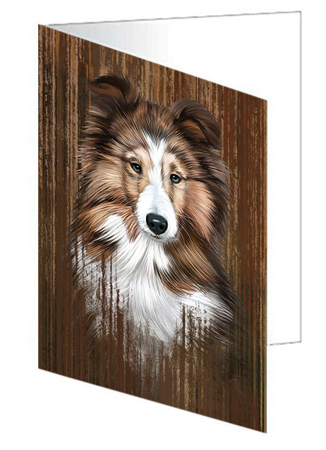 Rustic Shetland Sheepdog Handmade Artwork Assorted Pets Greeting Cards and Note Cards with Envelopes for All Occasions and Holiday Seasons GCD55493