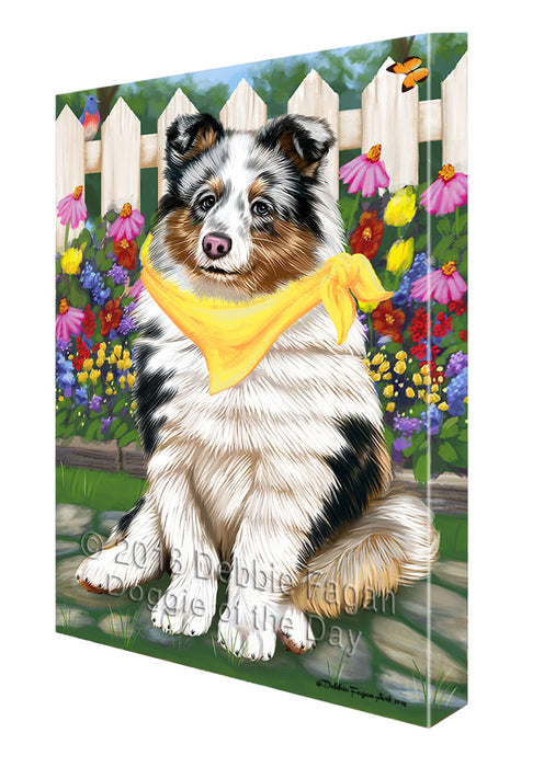 Spring Floral Shetland Sheepdog Canvas Wall Art CVS67183