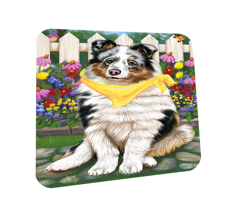 Spring Floral Shetland Sheepdog Dog Coasters Set of 4 CST52121
