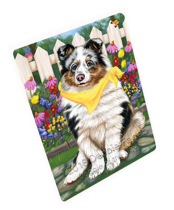 Spring Floral Shetland Sheepdog Cutting Board C54345