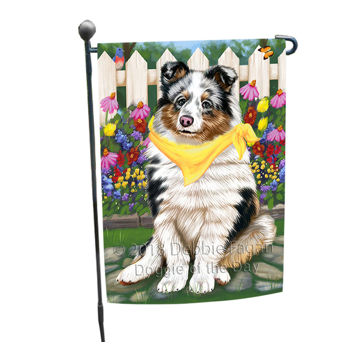 Spring Floral Shetland Sheepdog Dog Garden Flag GFLG49988