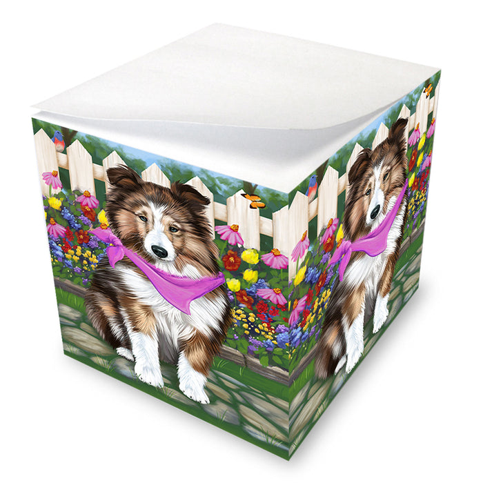 Spring Floral Shetland Sheepdog Dog Note Cube NOC52256