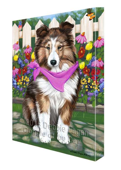 Spring Floral Shetland Sheepdog Canvas Wall Art CVS67192