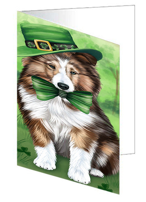 St. Patricks Day Irish Portrait Shetland Sheepdog Dog Handmade Artwork Assorted Pets Greeting Cards and Note Cards with Envelopes for All Occasions and Holiday Seasons GCD52217