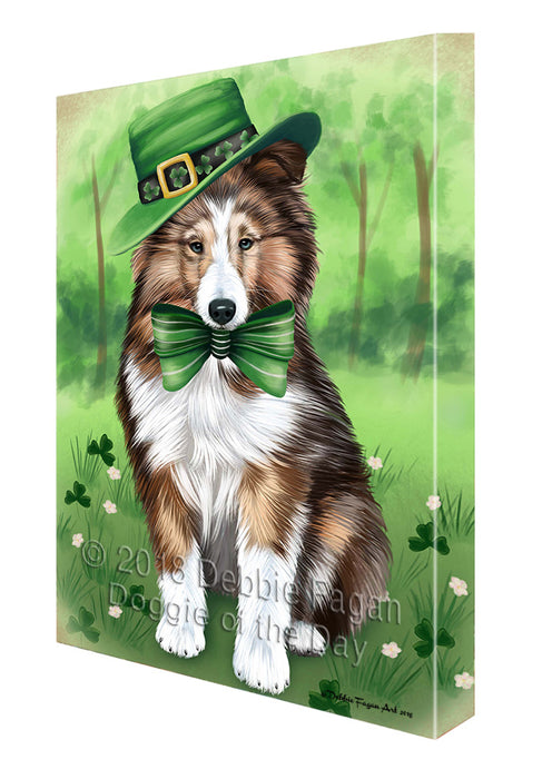 St. Patricks Day Irish Portrait Shetland Sheepdog Dog Canvas Wall Art CVS59457