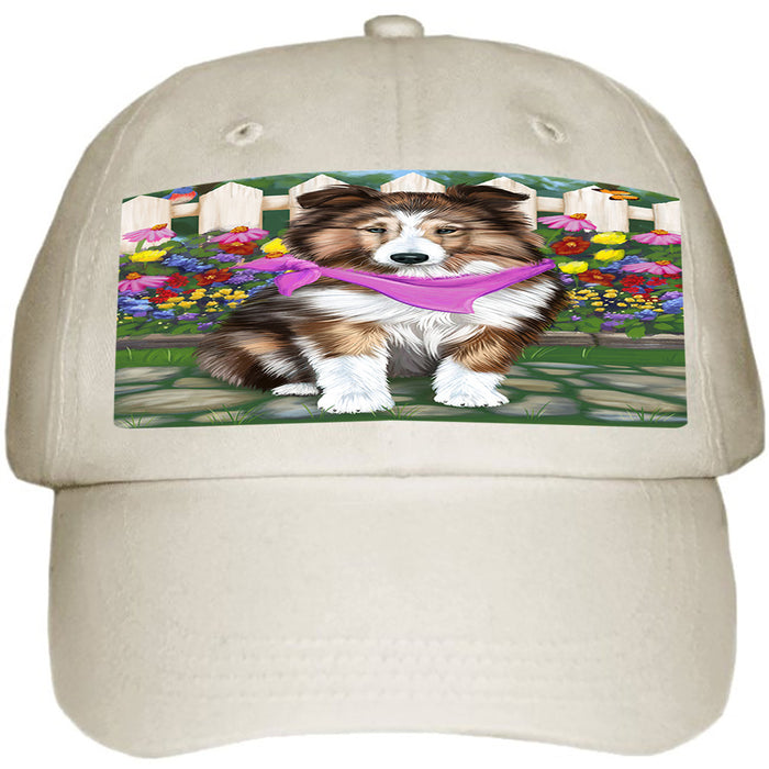 Spring Floral Shetland Sheepdog Ball Hat Cap HAT59766