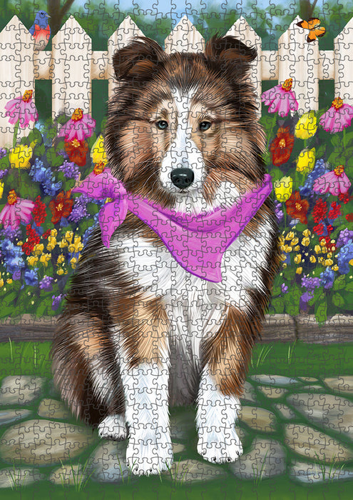Spring Floral Shetland Sheepdog Puzzle with Photo Tin PUZL54186