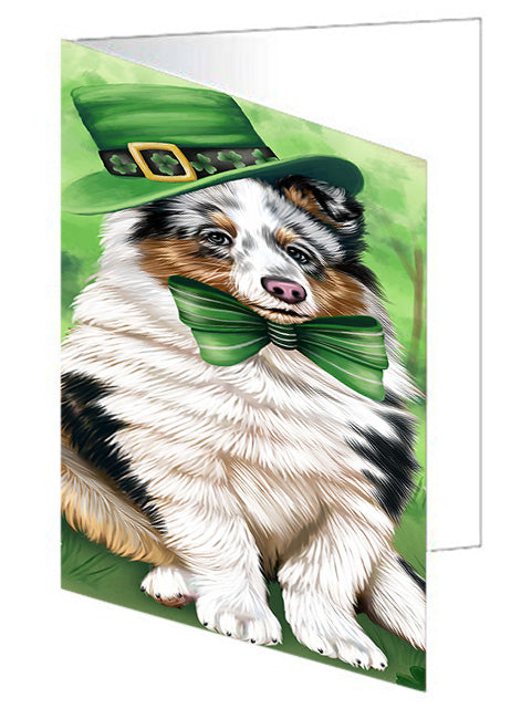 St. Patricks Day Irish Portrait Shetland Sheepdog Dog Handmade Artwork Assorted Pets Greeting Cards and Note Cards with Envelopes for All Occasions and Holiday Seasons GCD52220