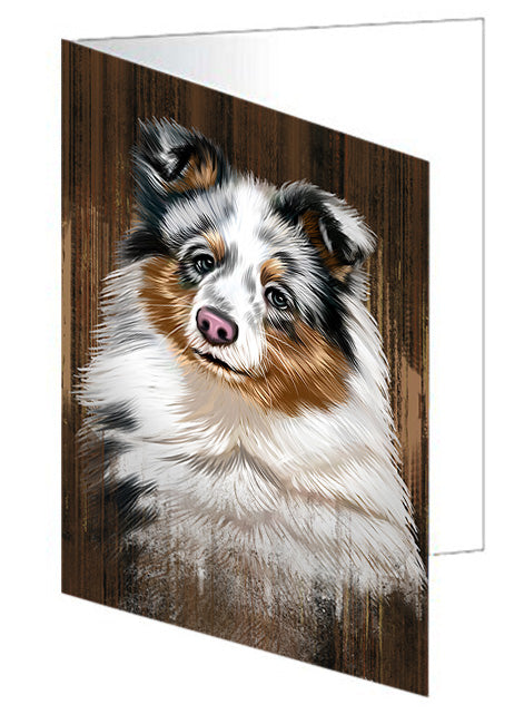 Rustic Shetland Sheepdog Handmade Artwork Assorted Pets Greeting Cards and Note Cards with Envelopes for All Occasions and Holiday Seasons GCD55499